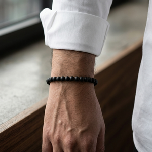Men's Magnetic Clasp Onyx Bead Bracelet | Men's Jewellery