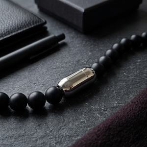 Men's Magnetic Clasp Onyx Bead Bracelet | Men's Jewellery