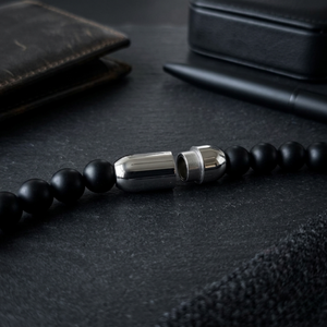 Men's Magnetic Clasp Onyx Bead Bracelet | Men's Jewellery