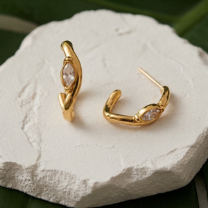 Marquise Crystal Wave Hoops I Gold Layering Jewellery I Non Tarnish