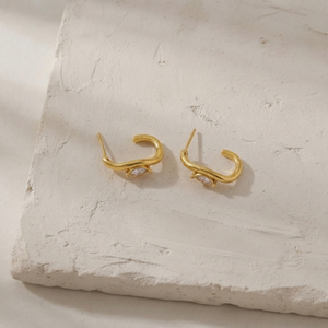 Marquise Crystal Wave Hoops I Gold Layering Jewellery I Non Tarnish