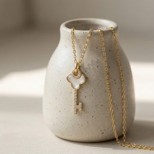 Gold Key Necklace I Dainty Gold Necklaces I Safana Jewellery I Minimalist Jewellery