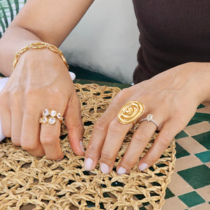 Diamond Crossover Ring | Gold Waterproof Diamond Ring | Safana Jewellery