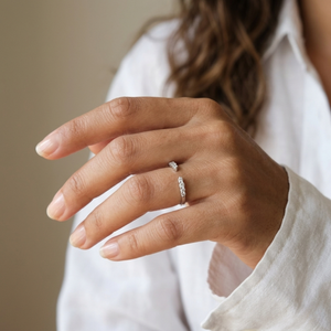 Open Cuff Diamond Ring | Silver Wedding Band Women