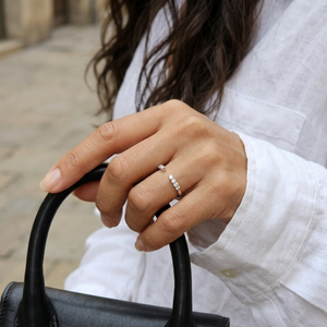 Open Cuff Diamond Ring | Silver Wedding Band Women