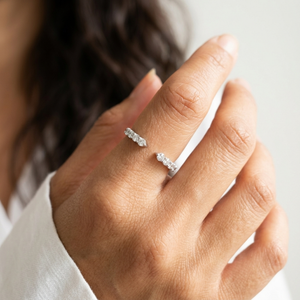 Open Cuff Diamond Ring | Silver Wedding Band Women