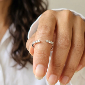 Open Cuff Diamond Ring | Silver Wedding Band Women