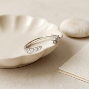 Open Cuff Diamond Ring | Silver Wedding Band Women