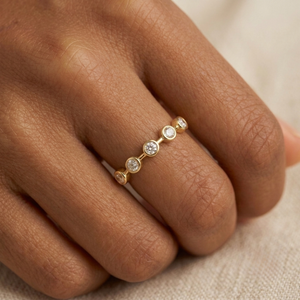 Diamond Bezel Ring I Minimalist Gold Stacking Ring I Safana Jewellery I Diamond Station Ring Gold