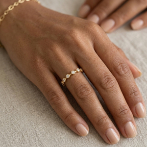 Diamond Bezel Ring I Minimalist Gold Stacking Ring I Safana Jewellery I Diamond Station Ring Gold