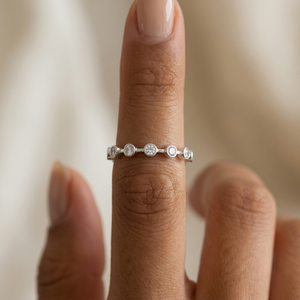Minimalist Bezel Diamond Ring I Stacking Silver Ring I Safana Jewellery I Silver Diamond Ring