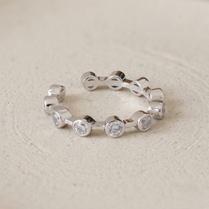 Minimalist Bezel Diamond Ring I Stacking Silver Ring I Safana Jewellery I Silver Diamond Ring