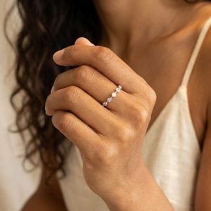 Minimalist Bezel Diamond Ring I Stacking Silver Ring I Safana Jewellery I Silver Diamond Ring