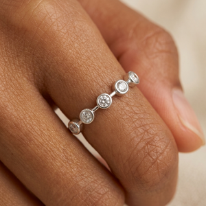 Minimalist Bezel Diamond Ring I Stacking Silver Ring I Safana Jewellery I Silver Diamond Ring