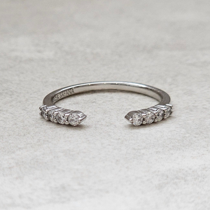 Open Cuff Diamond Ring | Silver Wedding Band Women

