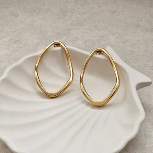 Organic Shaped Hoops Gold | Waterproof Jewellery