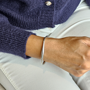 Organically Shaped Bangle Silver I Non Tarnish Waterproof Jewellery