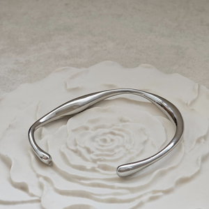 Organically Shaped Bangle Silver I Non Tarnish Waterproof Jewellery