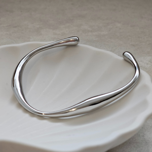 Organically Shaped Bangle Silver I Non Tarnish Waterproof Jewellery