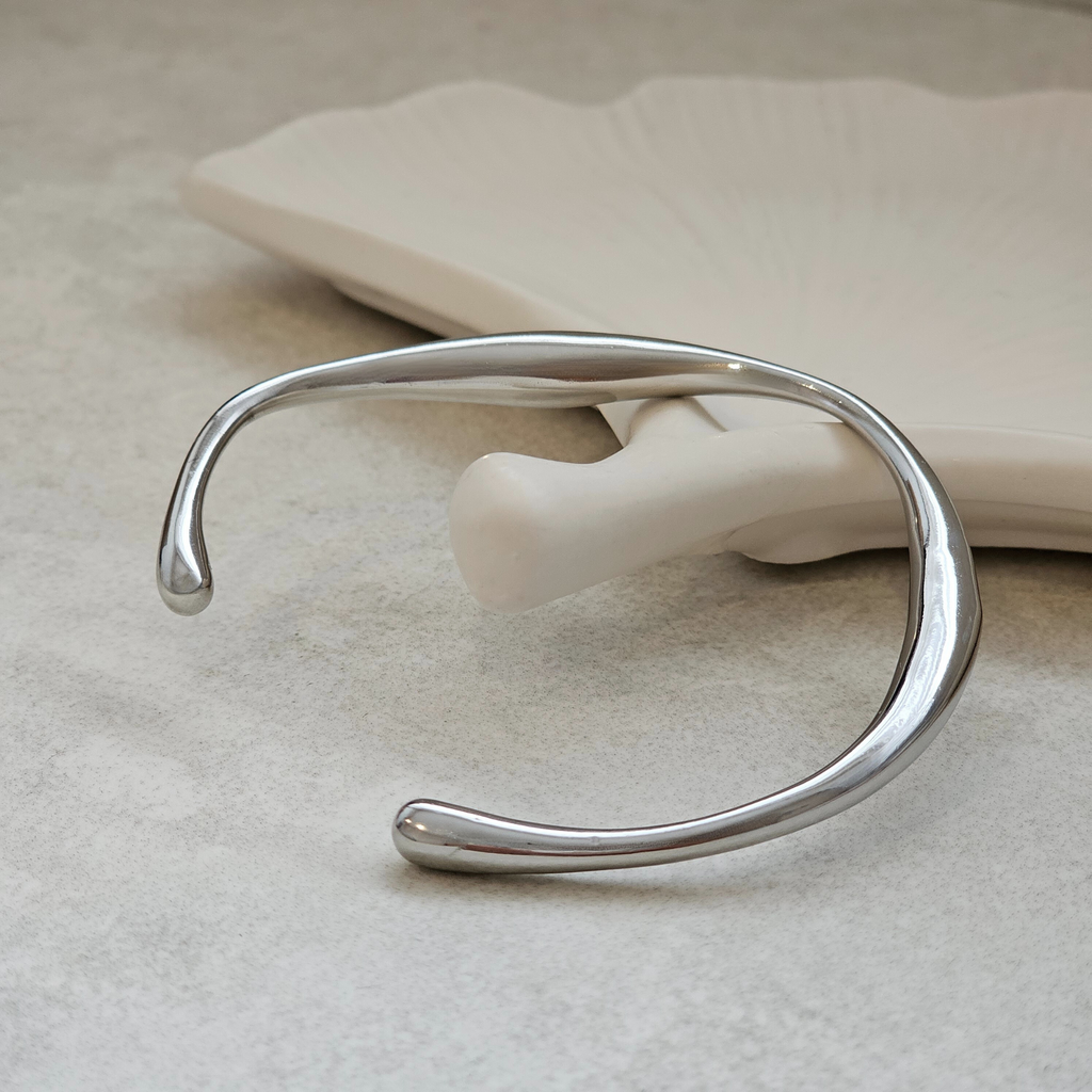 Organically Shaped Bangle Silver I Non Tarnish Waterproof Jewellery