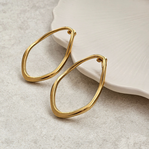 Organic Shaped Hoops Gold | Waterproof Jewellery