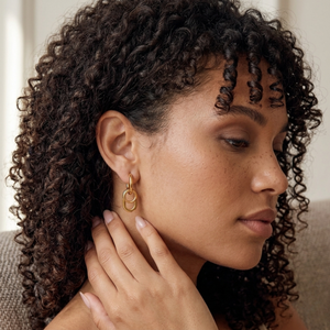 Oval Charm Hoop Earrings Gold | Waterproof Jewellery