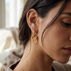 Oval Charm Hoop Earrings Gold | Waterproof Jewellery