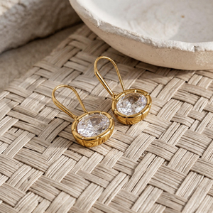 Oval Solitaire Drop Earrings