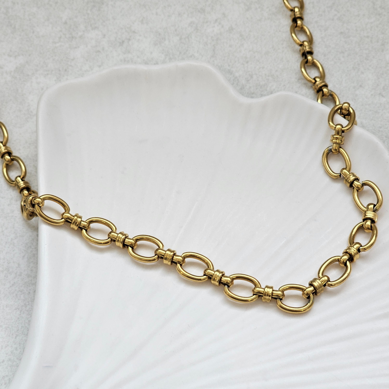 Oval Link Chain Necklace Gold | Waterproof Non Tarnish Jewellery