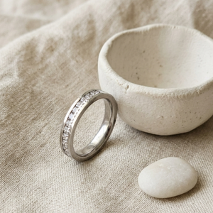 Pave Diamond Ring Silver I Waterproof Silver Ring I Safana Jewellery