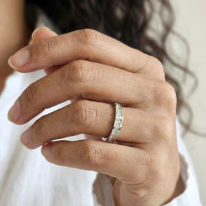 Pave Diamond Ring Silver I Waterproof Silver Ring I Safana Jewellery
