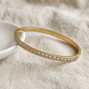 Stacking Diamond Bangle Gold I Waterproof Stacking Bracelet I Safana Jewellery
