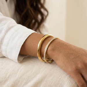 Stacking Diamond Bangle Gold I Waterproof Stacking Bracelet I Safana Jewellery