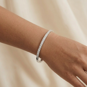 Stacking Diamond Bangle SilverI Waterproof Stacking Bangles I Safana Jewellery