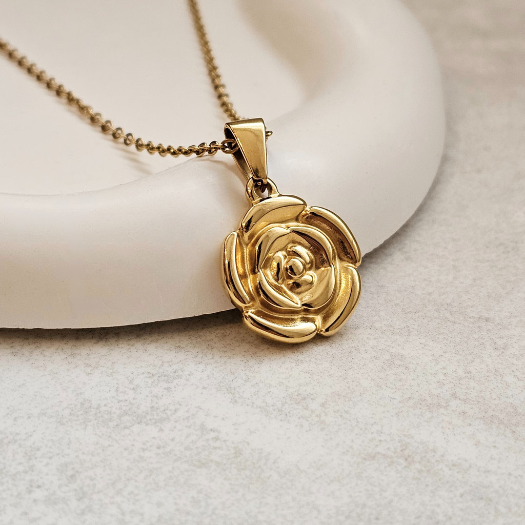 Rose Necklace Gold I Waterproof Non Tarnish Jewellery