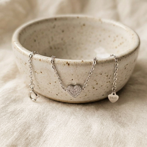 Heart Bracelet Silver I Dainty Silver Bracelet I Safana Jewellery