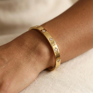 Diamond Clover Bangle Gold I Non Tarnish Bangle I Safana Jewellery