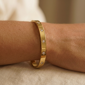 Diamond Clover Bangle Gold I Non Tarnish Bangle I Safana Jewellery