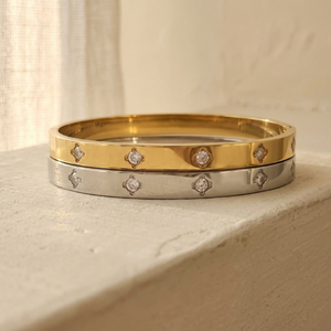Diamond Clover Bangle Silver I Non Tarnish Bangle I Safana Jewellery