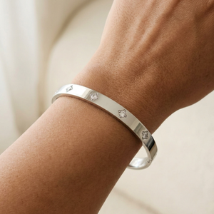 Diamond Clover Bangle Silver I Non Tarnish Bangle I Safana Jewellery
