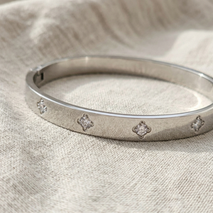 Diamond Clover Bangle Silver I Non Tarnish Bangle I Safana Jewellery