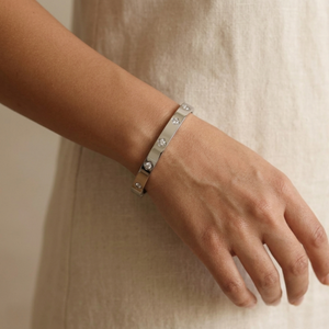 Diamond Clover Bangle Silver I Non Tarnish Bangle I Safana Jewellery