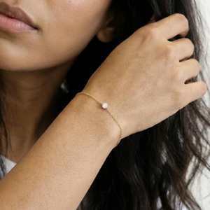 Solitaire Diamond Bracelet Gold I Dainty Diamond Bracelet I Safana Jewellery