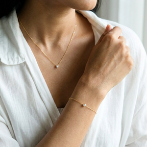 Solitaire Diamond Bracelet Gold I Dainty Diamond Bracelet I Safana Jewellery