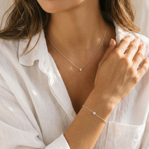 Solitaire Diamond Necklace Silver