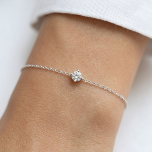 Solitaire Diamond Bracelet Silver I Dainty Diamond Bracelet I Safana Jewellery