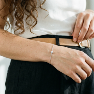 Solitaire Diamond Bracelet Silver I Dainty Diamond Bracelet I Safana Jewellery