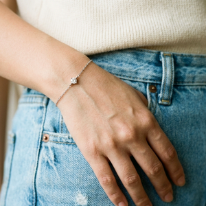 Solitaire Diamond Bracelet Silver I Dainty Diamond Bracelet I Safana Jewellery