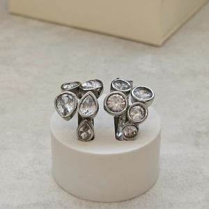 Teardrop Diamond Crossover Ring Silver | Waterproof Jewellery