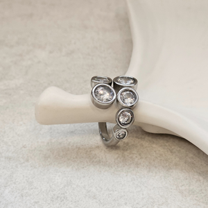 Solitaire Diamond Crossover Ring Silver | Waterproof Jewellery